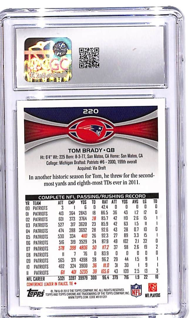 2012 Topps Chrome Tom Brady #220 CGC 9 Patriots