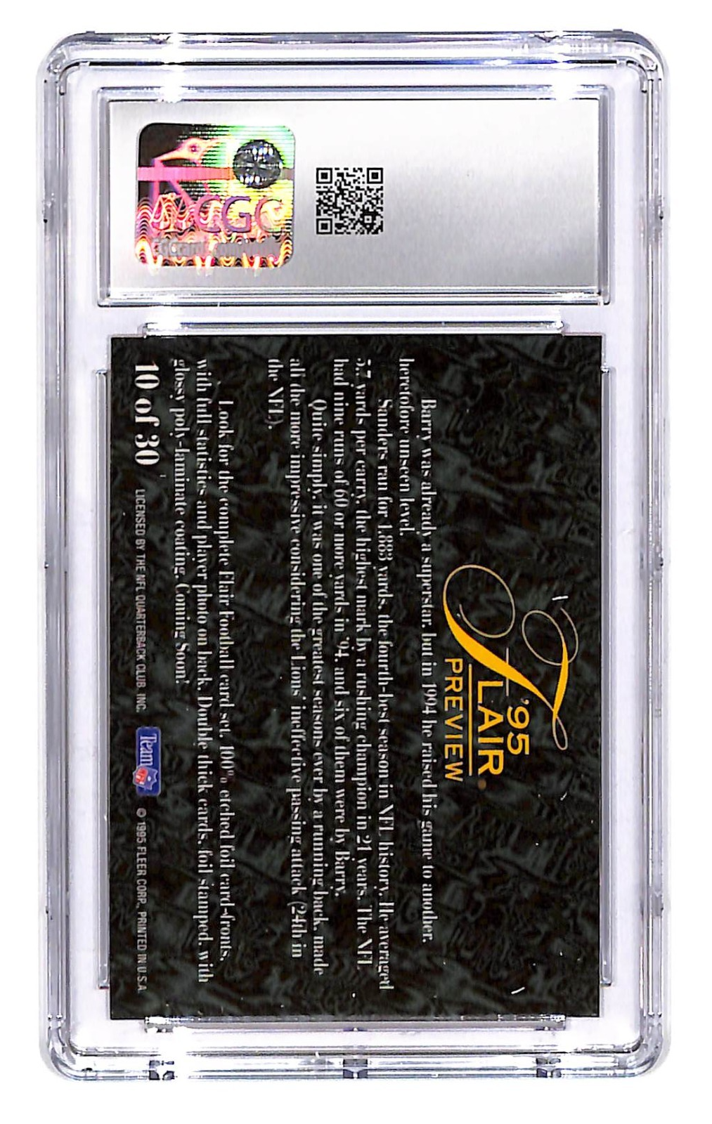 1995 Barry Sanders Fleer Flair Preview  #10 CGC Mint 10