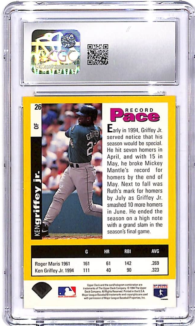 1995 Collectors Choice SE Ken Griffey Jr Silver Signature CGC 9 #26 Mariners