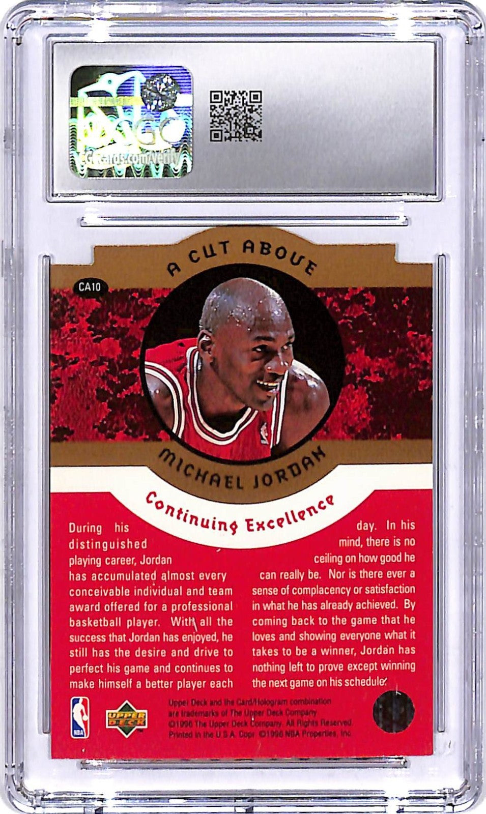 1996-97 Collectors Choice Michael Jordan A Cut Above #CA10 CGC 9 Bulls