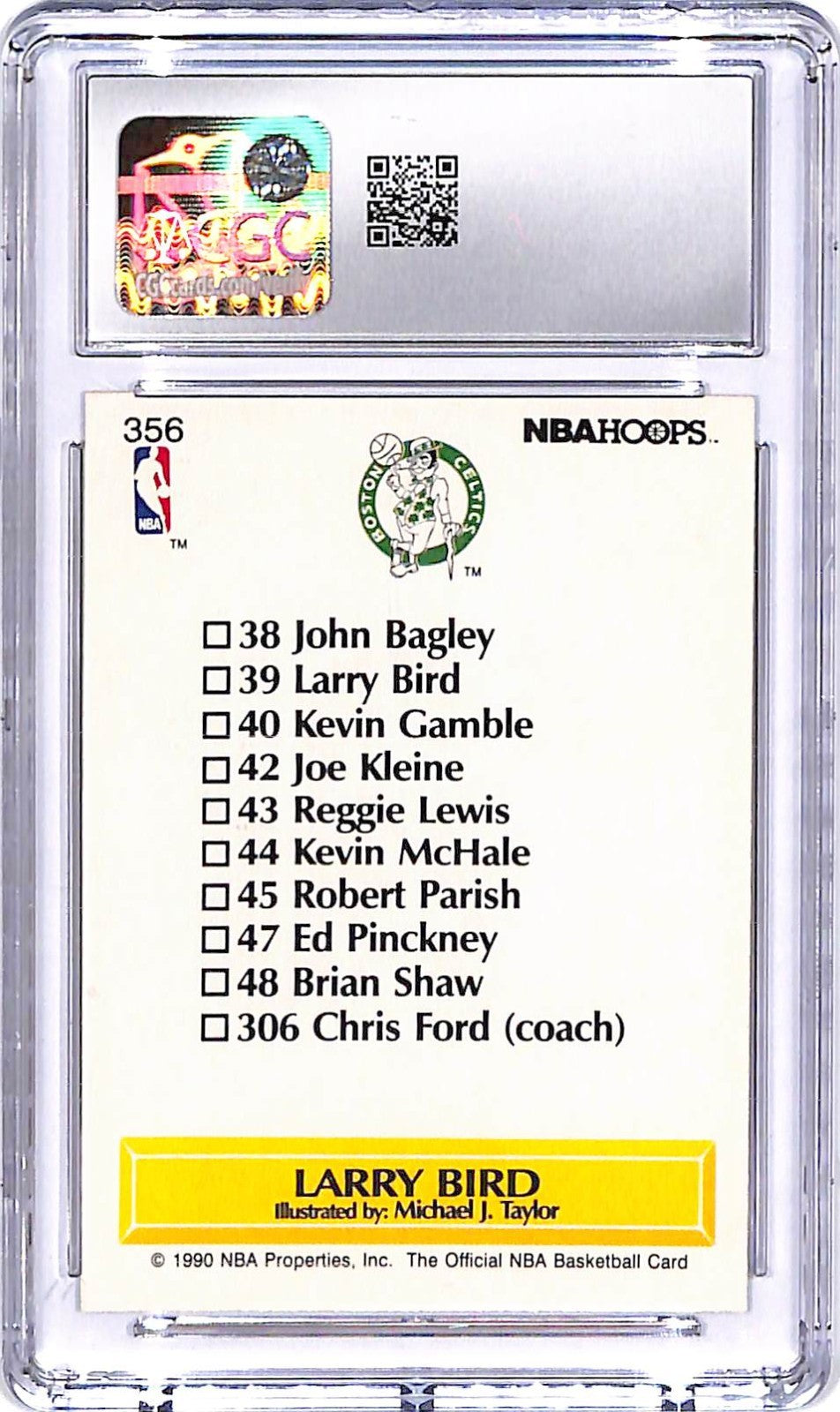 1990-91 Hoops Larry Bird Checklist #356 CGC 9.5 Celtics