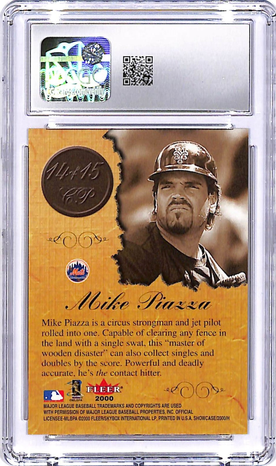 2000 Fleer Showcase Mike Piazza Consummate Prose #14CP CGC 10 Mets