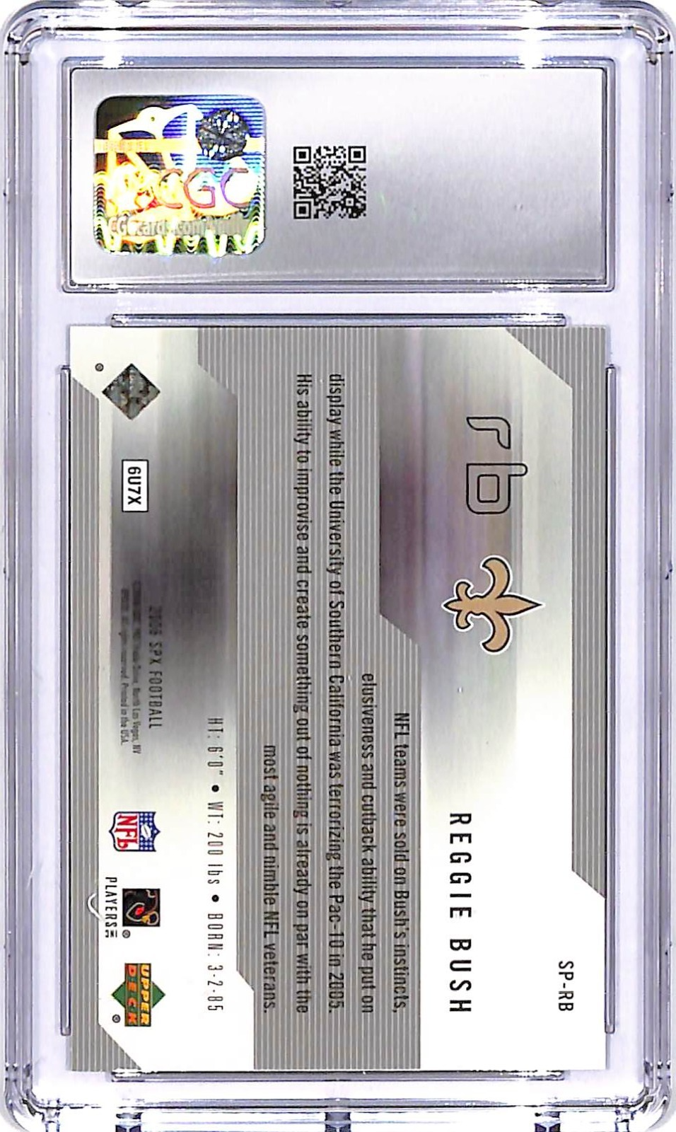 2006 SPx Reggie Bush SPxcellence Rookie RC /650 CGC 9.5 Saints