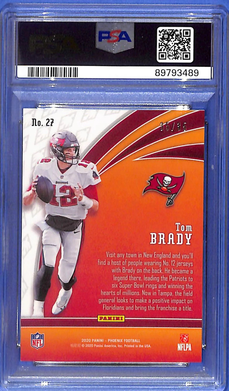 2020 Tom Brady Panini Phoenix # 27 Flame Throwers - Blue # 35/35 PSA 9