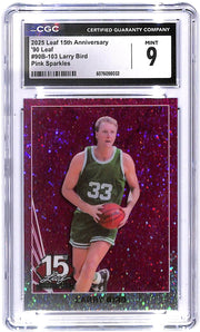 2025 Larry Bird Leaf 15th Anniversary '90 Leaf #90B-103 Pink Sparkles 5/8 CGC 9