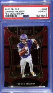 2023 Jordan Addison Panini Select #462 Red Disco Prizm # 8/49 (RC) PSA 10