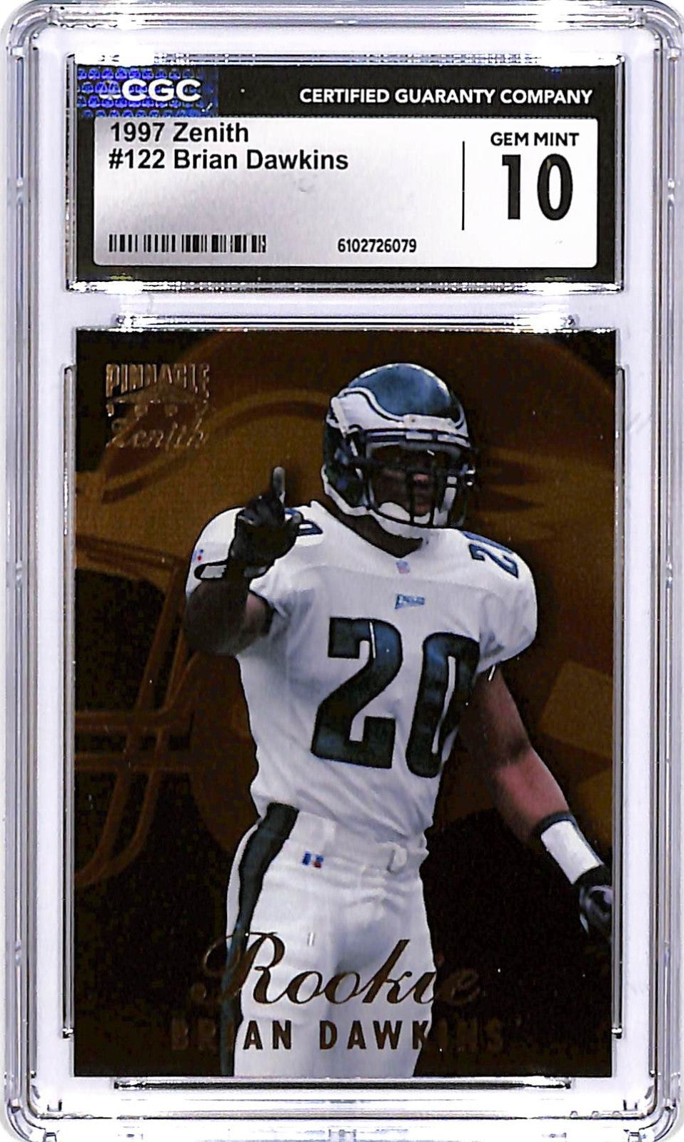 1997 Zenith Brian Dawkins Rookie RC #122 CGC 10 Eagles