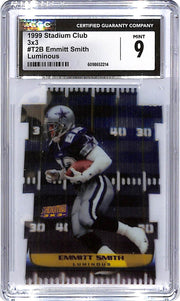 1999 Stadium Club Emmitt Smith 3x3 Luminous T2B CGC 9 Dallas Cowboys