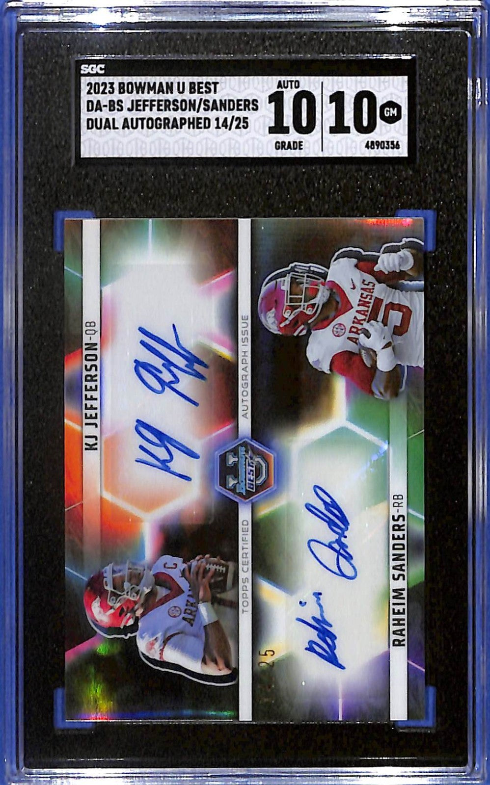 2023 Bowman's Best U Dual Autographs Jefferson/Sanders Dual Auto #/25 SGC 10/10