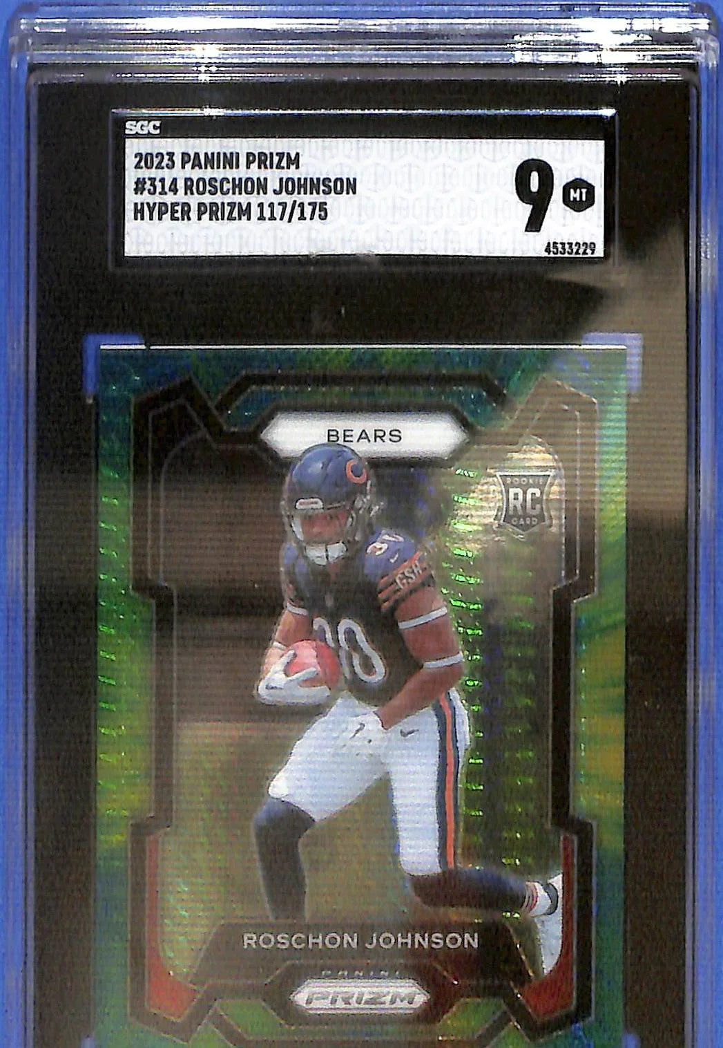 2023 Prizm Roschon Johnson Rookie RC Hyper /175 SGC 9 Chicago Bears