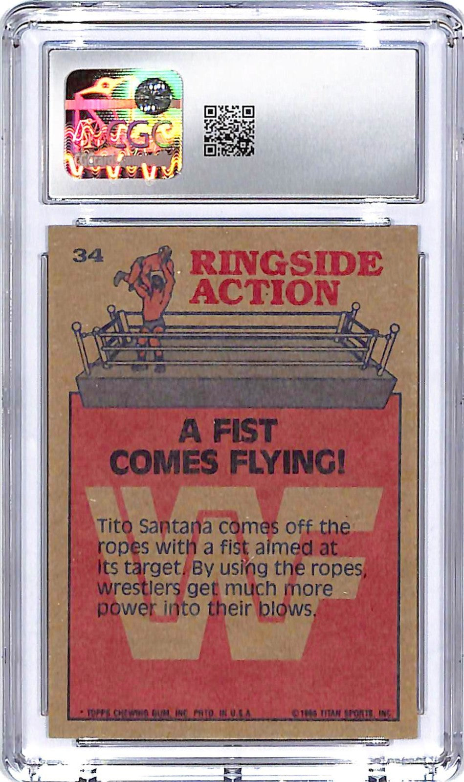 1985 Topps WWF A Fist Comes Flying! #34 Tito Santana CGC 9 Mint