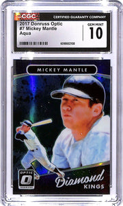 2017 Donruss Optic Mickey Mantle Diamond Kings Aqua /299 #7 CGC 10 Yankees