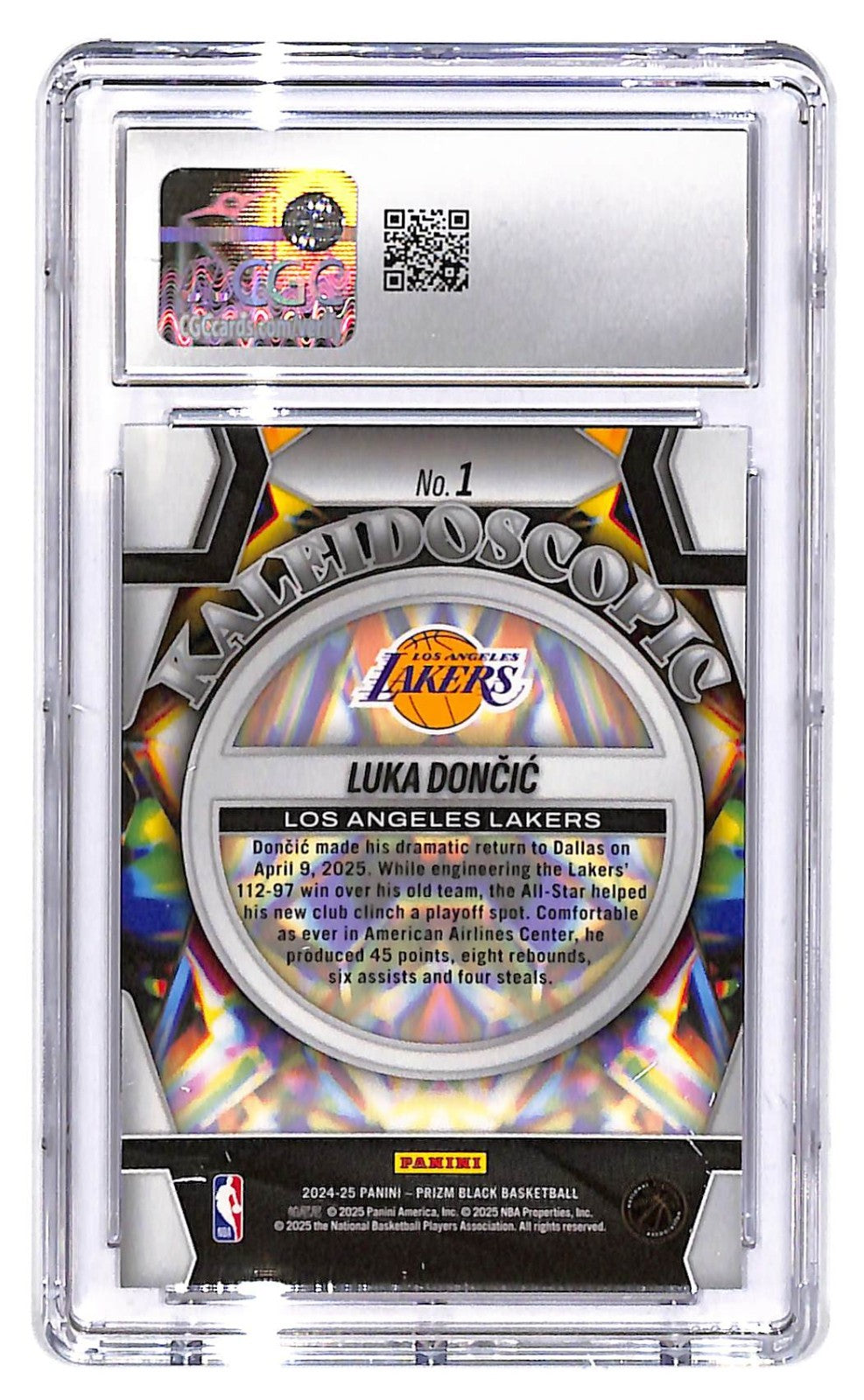 2024-25 Luka Dončić Panini Prizm Black Kaleidoscopic #1 CGC Mint 10