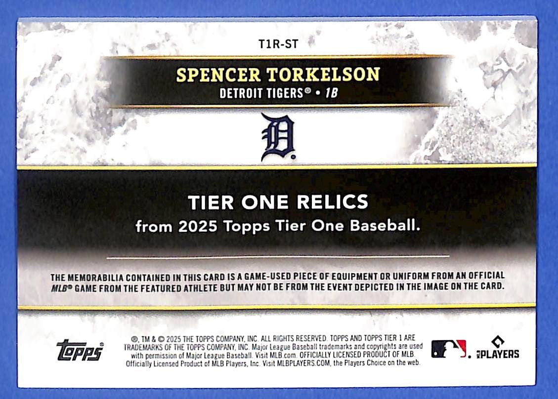 2025 Spencer Torkelson Topps Tier One Relic Purple Game Used T1R-ST #37/149
