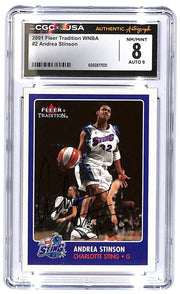 2001 Andrea Stinson Fleer Tradition WNBA Autograph #2 CGC 8 - JSA Auto 9