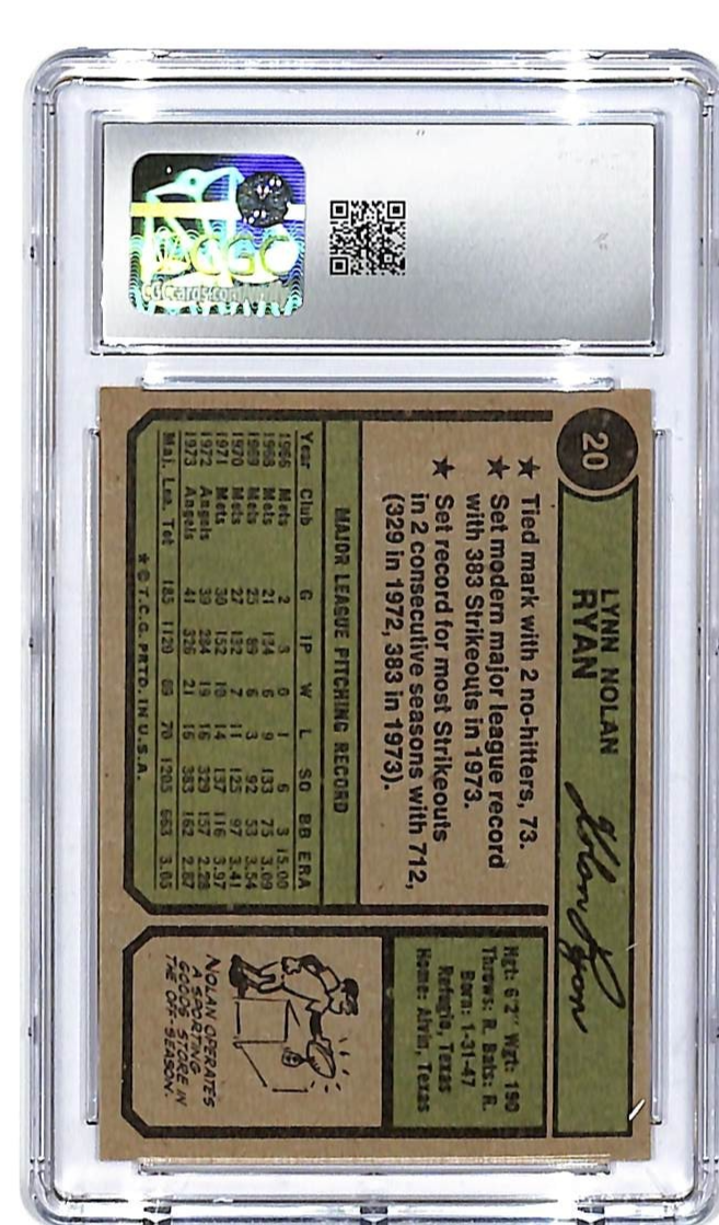1974 Topps Nolan Ryan #20 CGC 6.5 Astros