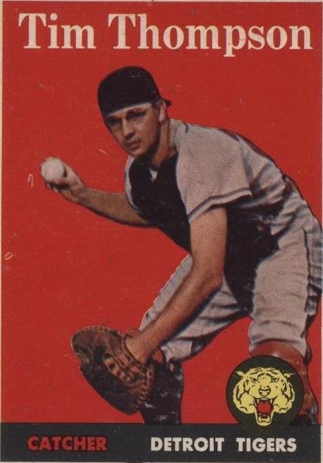 1958 Topps - Tim Thompson #57 Player Name in White (RC) PSA 8 Detroit Tigers