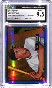 2013 Bowman Willie Mays Rookie Reprint Blue Sapphire Refractor 51 Bowman CGC 9.5