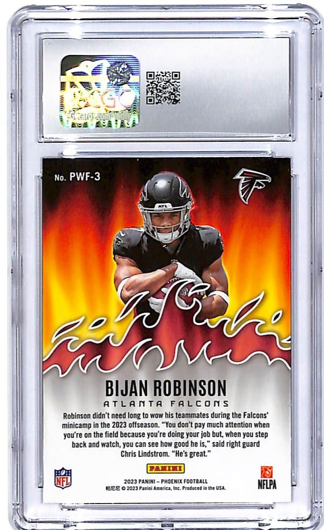 2023 Phoenix Bijan Robinson Playing With Fire Silver Rookie RC CGC 10 Falcons