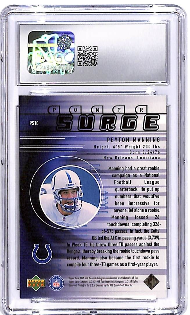 1999 Upper Deck MVP Peyton Manning Power Surge PS10 CGC 9.5 Colts