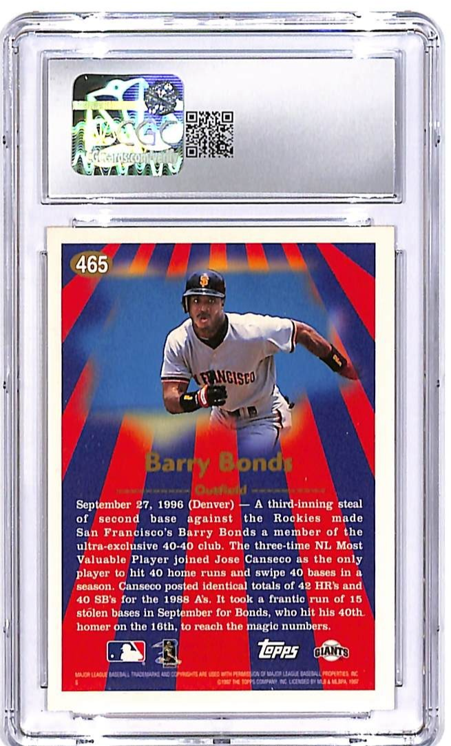 1997 Topps Barry Bonds #465 CGC 9.5 Giants