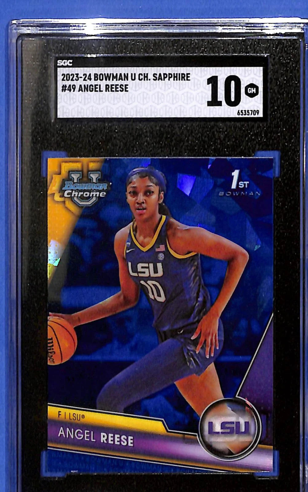 2023-24 Bowman University Chrome Sapphire Edition Angel Reese #49 (RC) SGC 10 GM