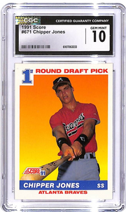 1991 Score Chipper Jones Rookie RC #671 CGC 10 Braves