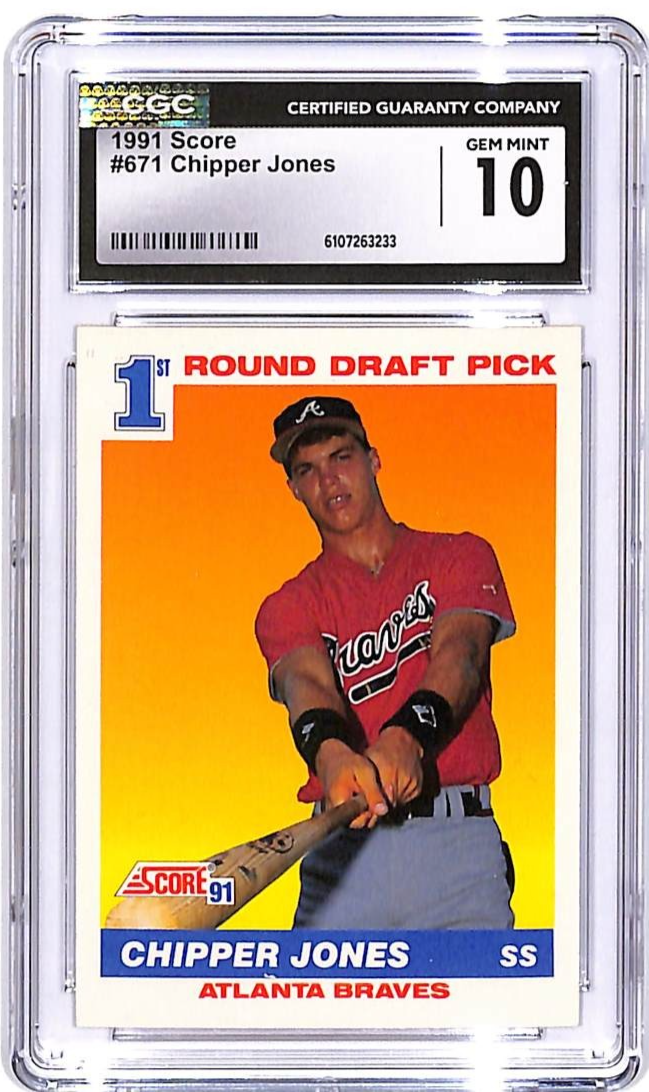 1991 Score Chipper Jones Rookie RC #671 CGC 10 Braves