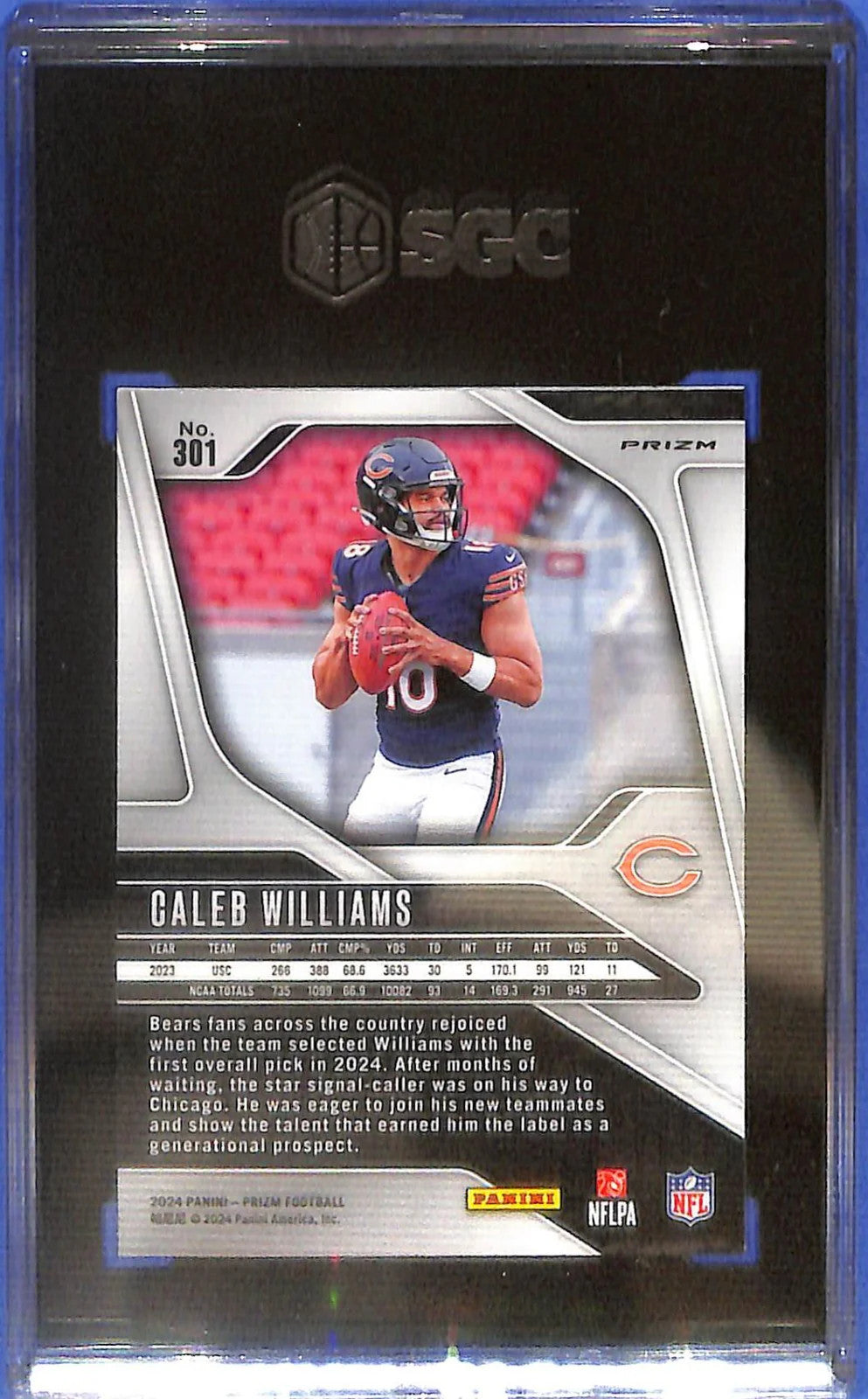 2024 Prizm Caleb Williams Rookie RC Red White and Blue SGC 8 #301