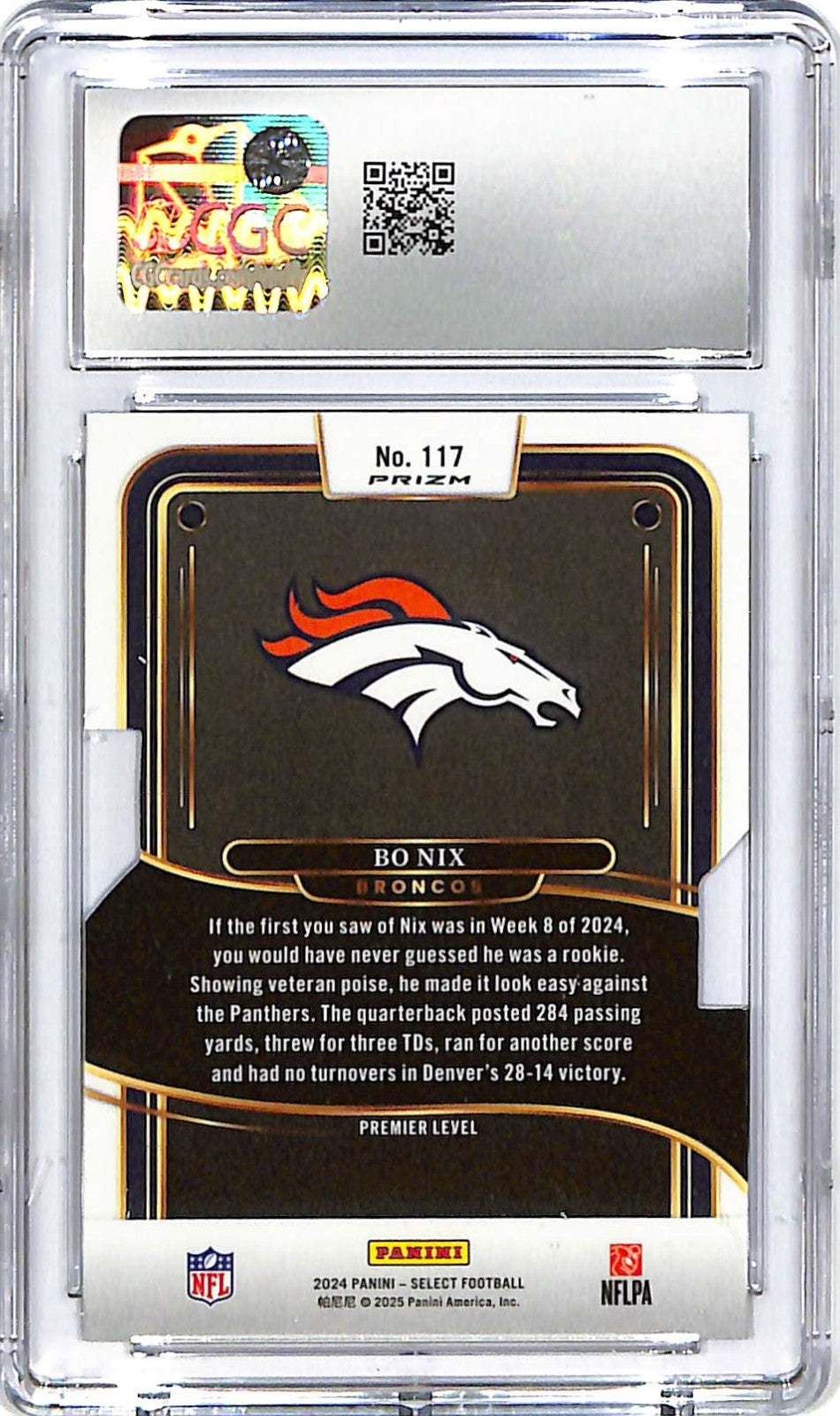2024 Select Bo Nix Rookie RC Silver Die Cut #117 CGC 10 Broncos