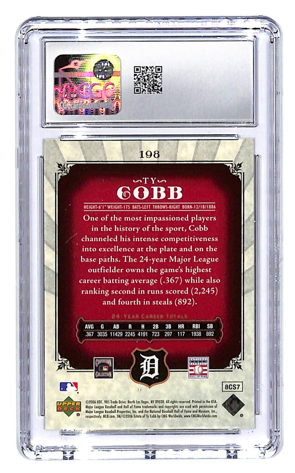 2006 Ty Cobb SP Legendary Cuts - #15/99 CGC Mint Plus 9.5