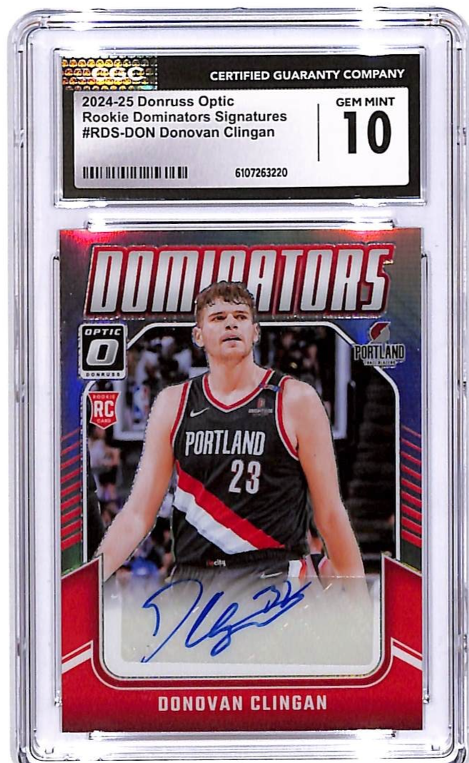 2024-25 Donruss Optic Donovan Clingan Auto Autograph Dominators Rookie RC CGC 10