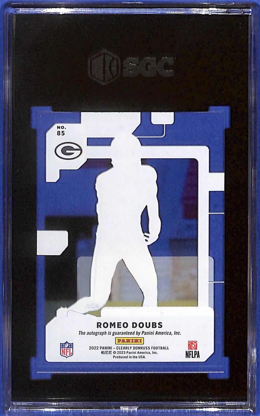 2022 Romeo Doubs Panini Donruss Clearly Rated Rookie #85 Auto (RC) SGC 9 Auto 10