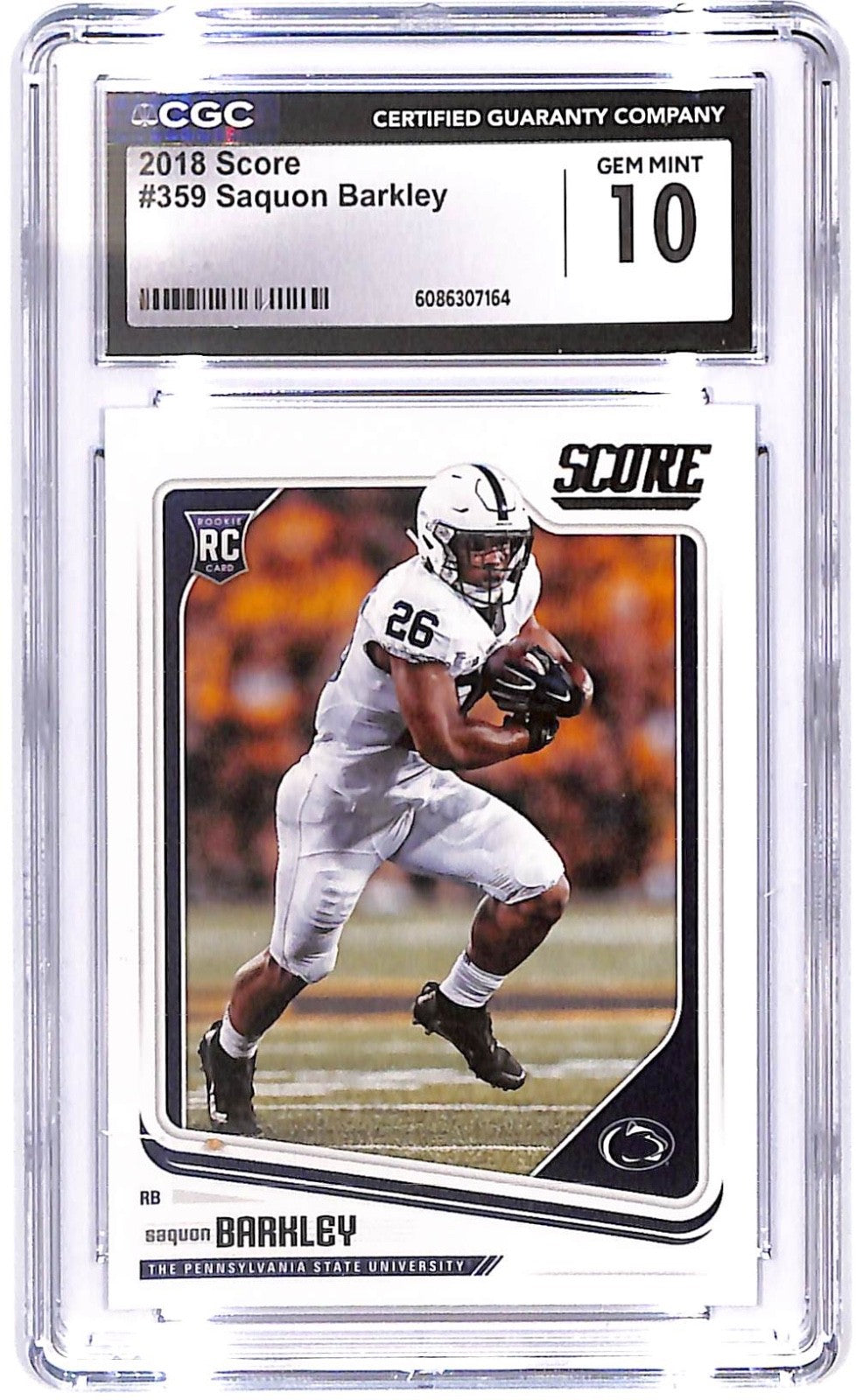 2018 Saquon Barkley Score - Rookies Penn State #359 (RC) CGC Mint 10