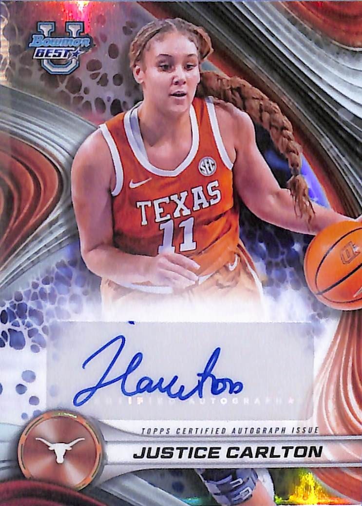 2024-25 Bowman University Best - Best of 2024 Autographs Justice Carlton TEXAS