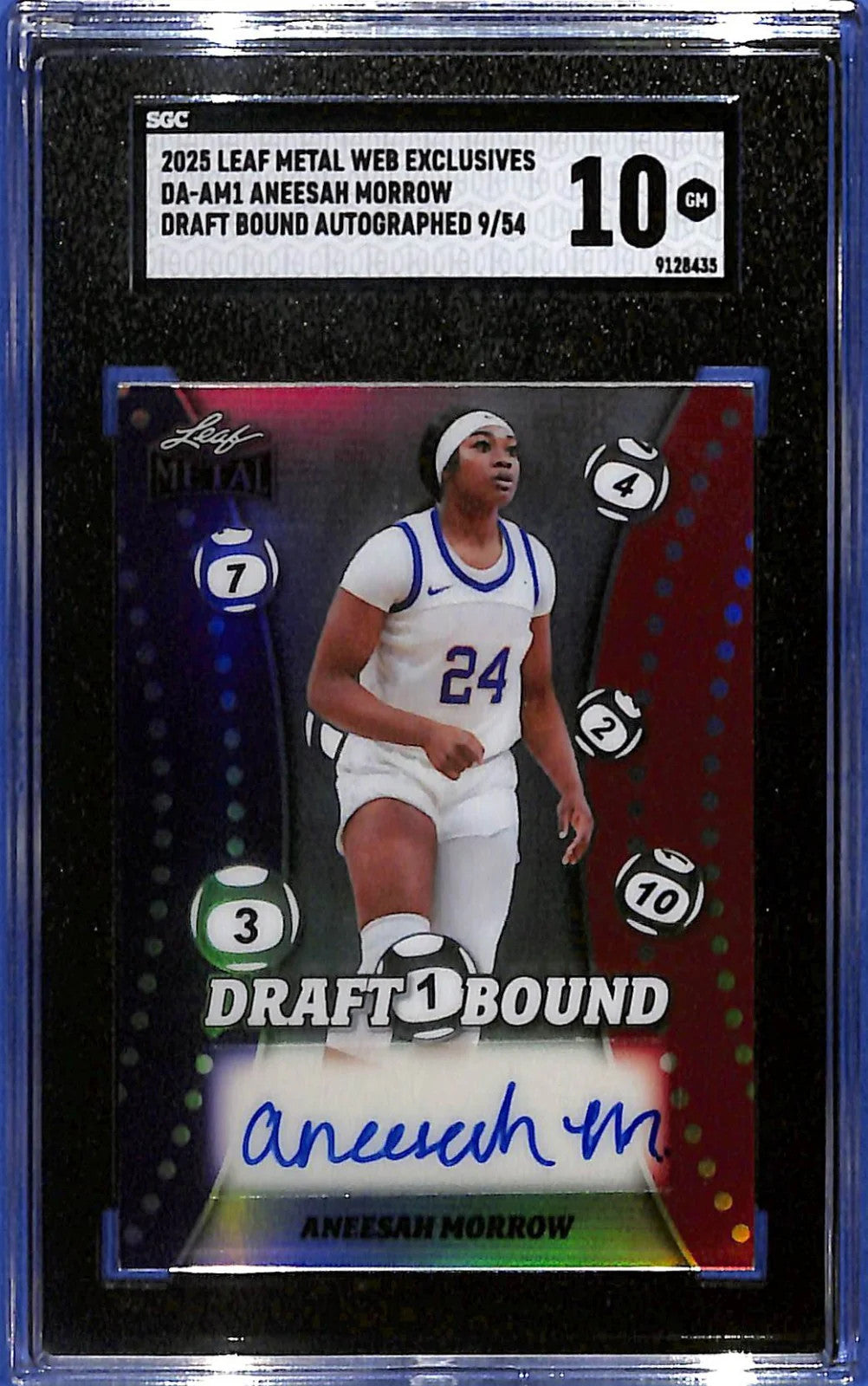 2025 Leaf Metal Web Excl Aneesah Morrow Rookie Auto Draft Bound #9/54 SGC 10