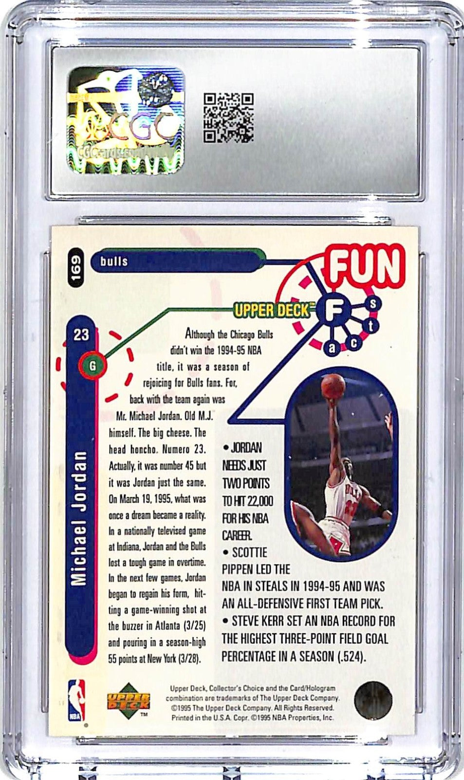 1995-96 Collectors Choice Michael Jordan #169 CGC 10 Bulls