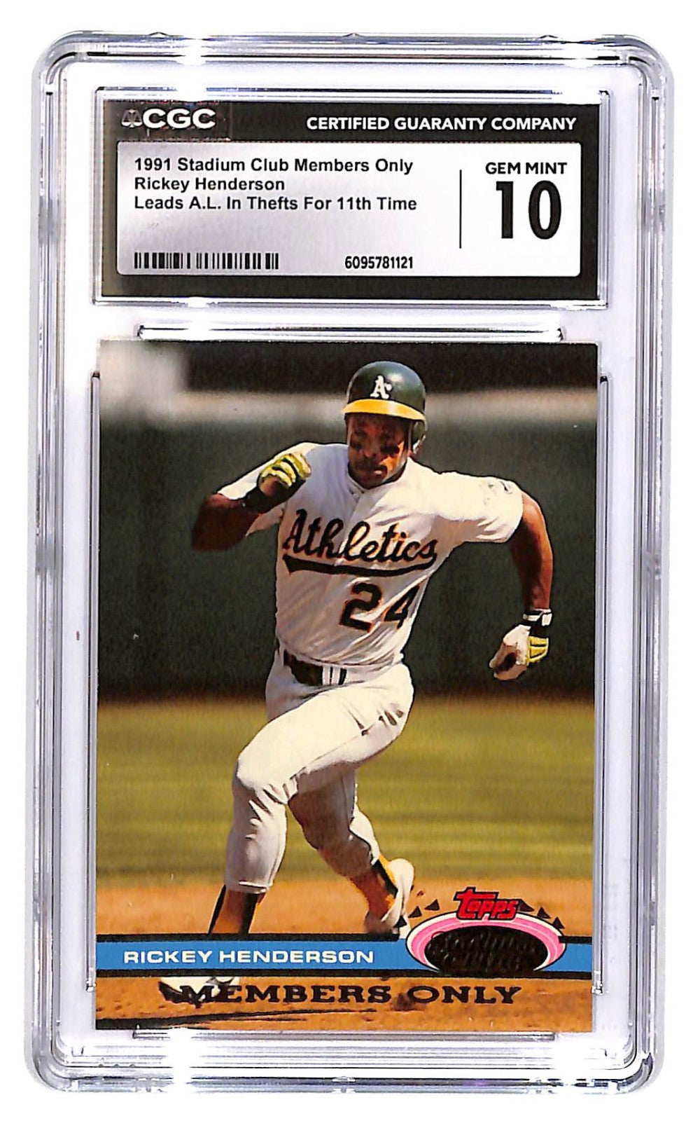 1991 Rickey Henderson Topps Stadium Club Members Only Running CGC Gem Mint 10