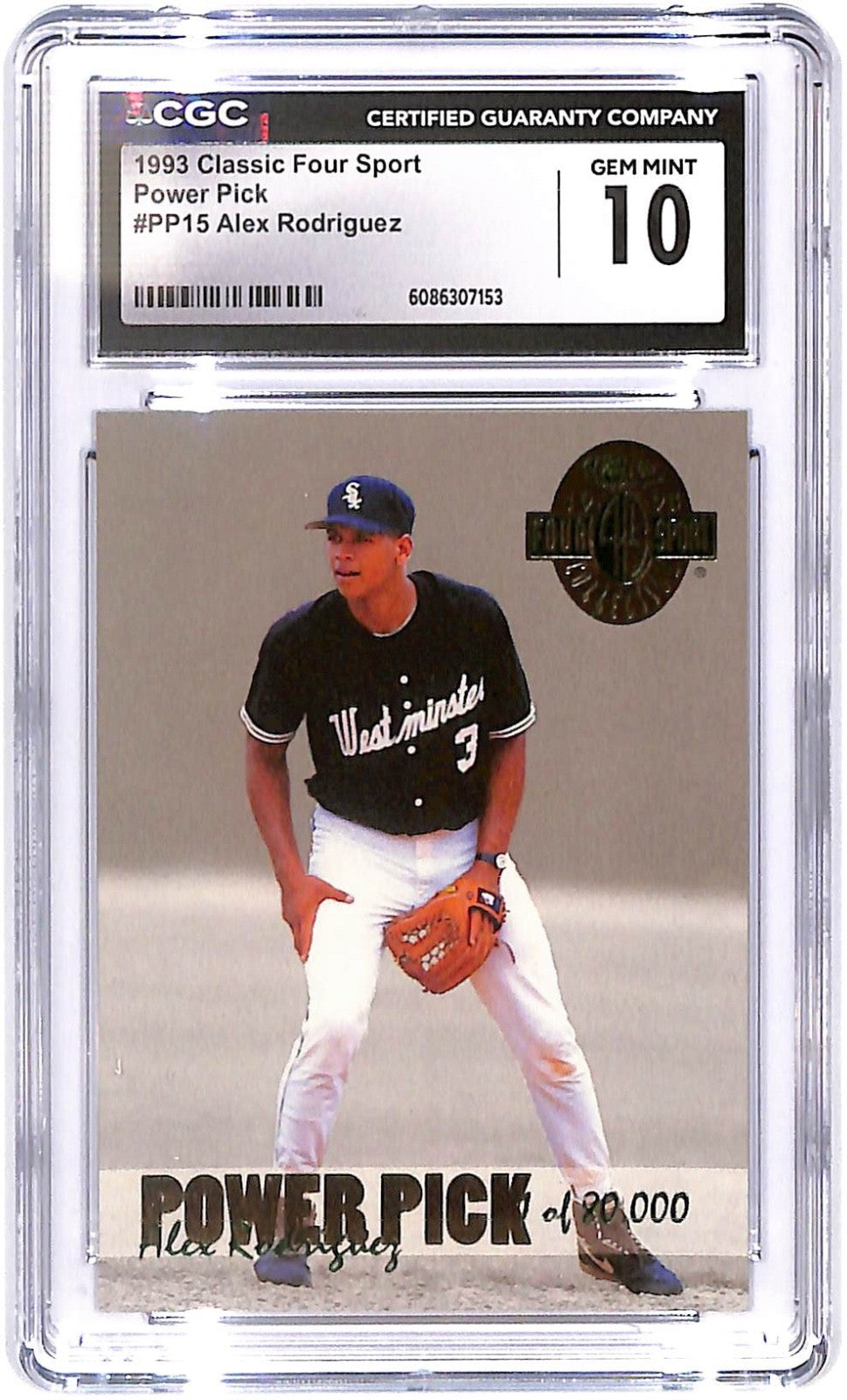 1993 Alex Rodriguez Classic Four Sport Power Pick (RC) #PP15 CGC Mint 10