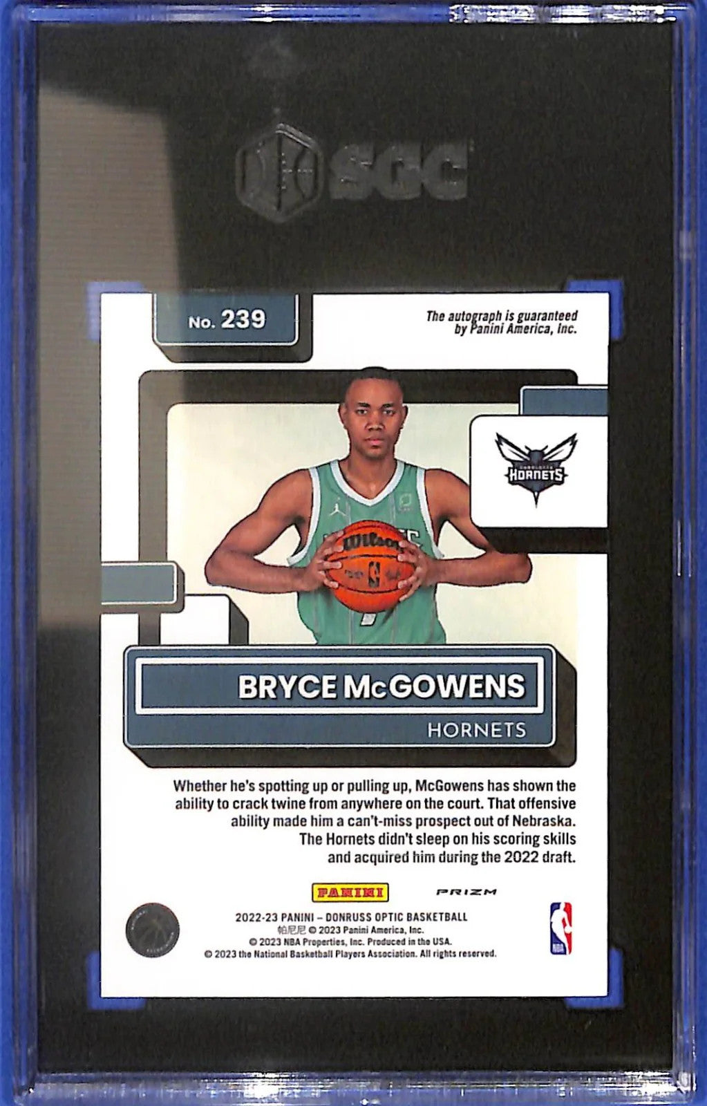 2022-23 Panini Donruss Optic Bryce McGowens #239 Holo Fast Break Prizm SGC 9/10