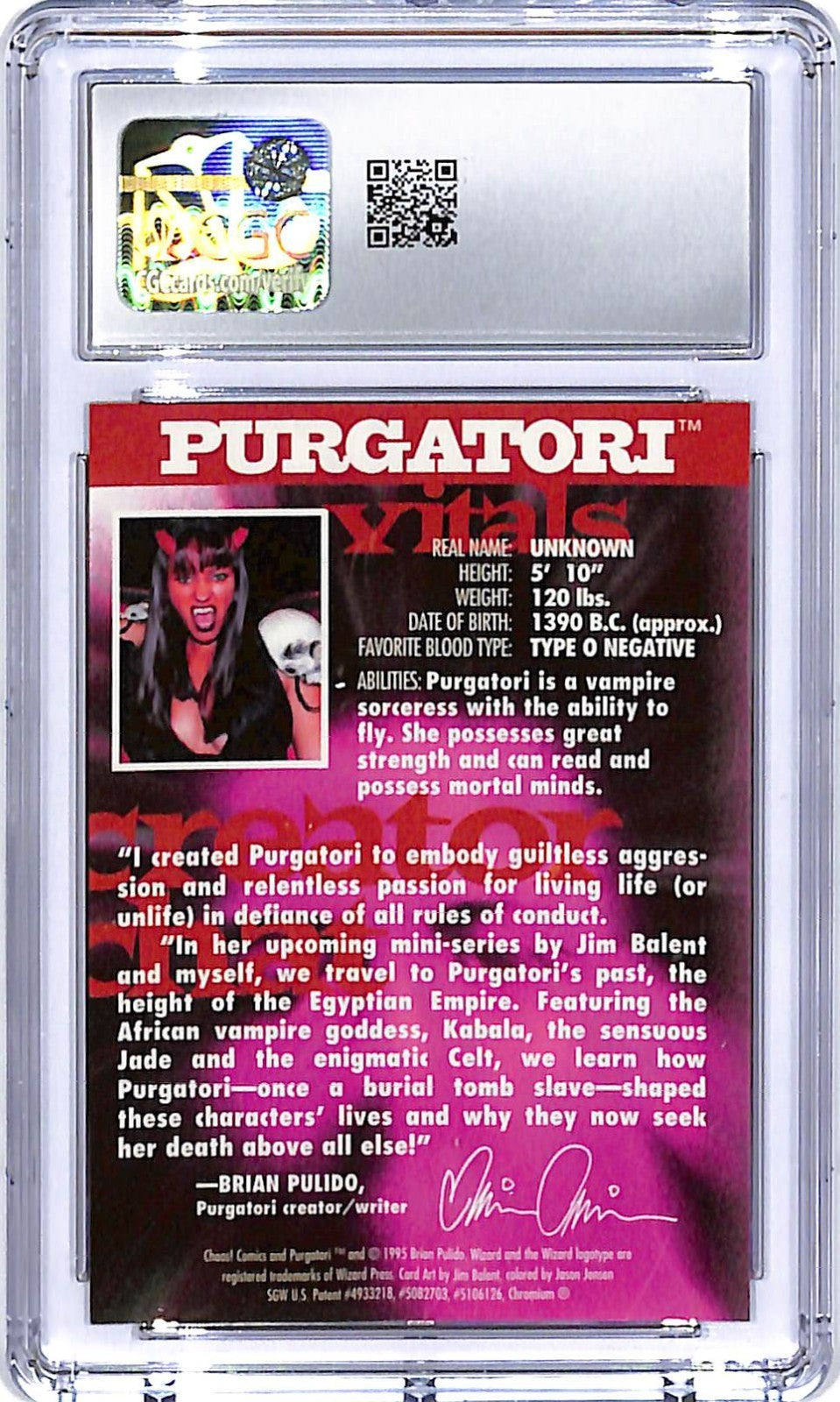 1997 Image Comics Wizard Magazine Series 4 Purgatori Chromium #2 CGC 9.5
