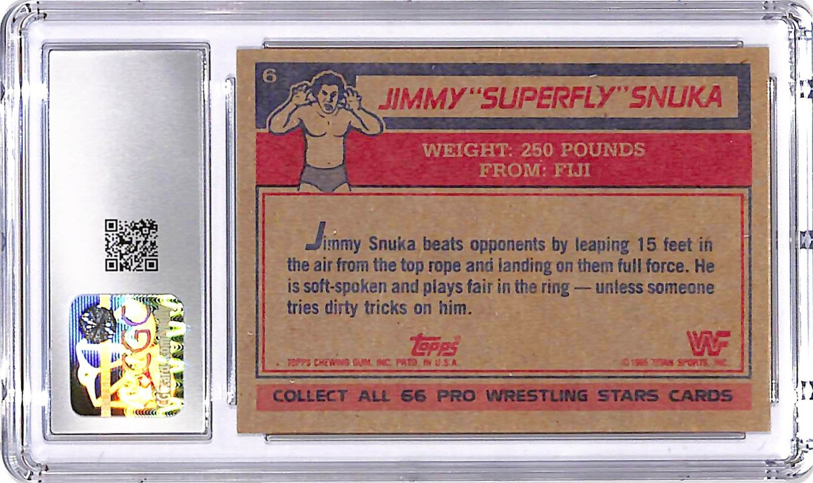 1985 Topps WWF - Jimmy Snuka #6 (RC) CGC 9