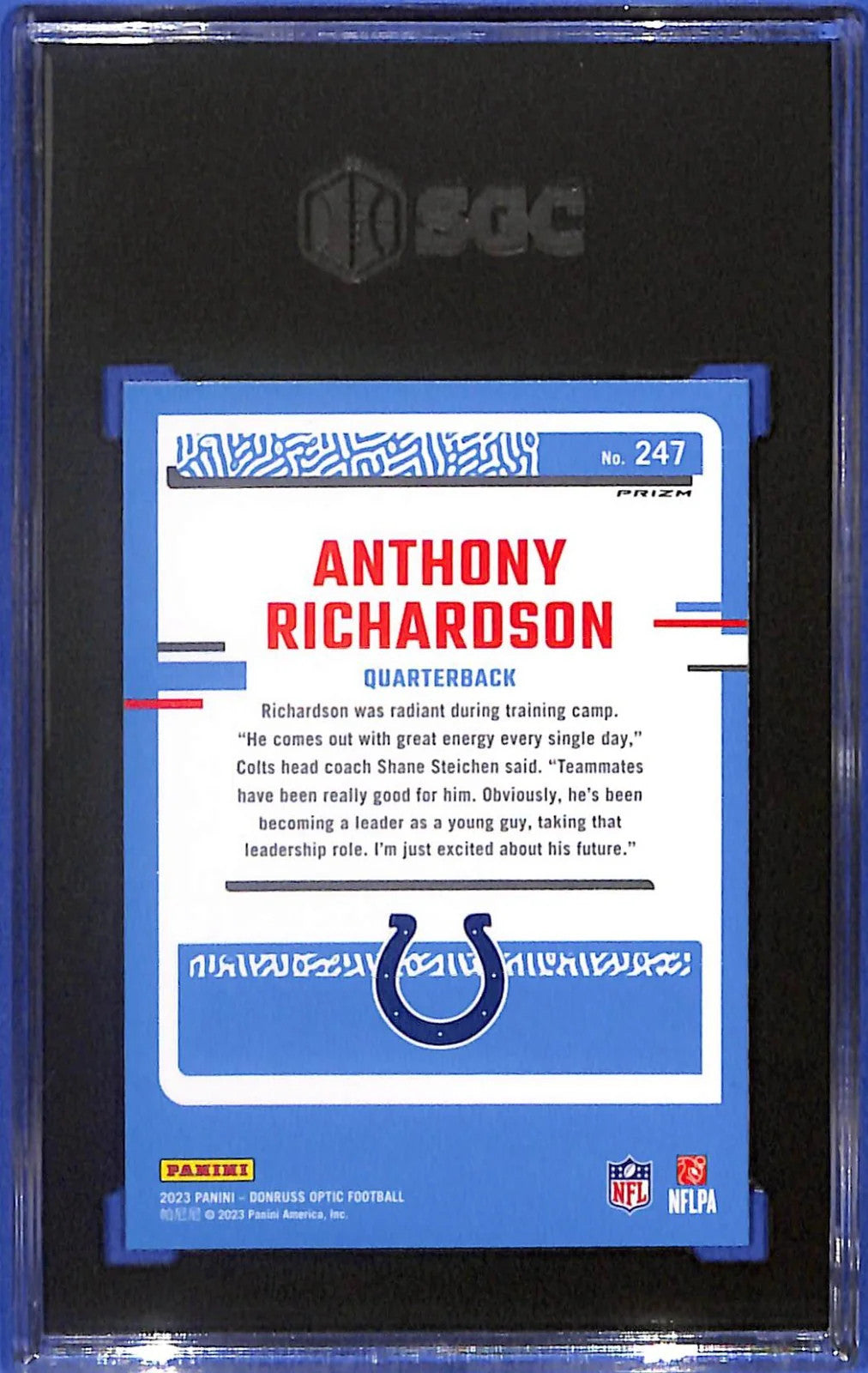2023 Panini Donruss Optic - Anthony Richardson #247 Holo Prizm (RC) SGC #9.5 MT+