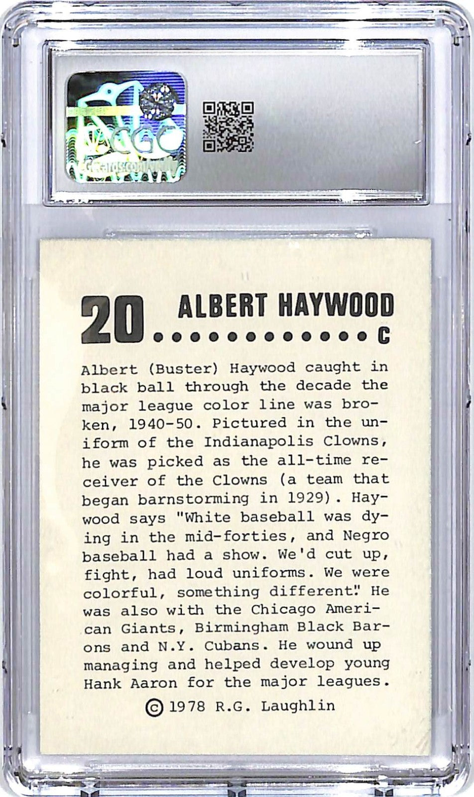 1978 Laughlin Long Ago Black Stars CGC 7 Buster Haywood #20