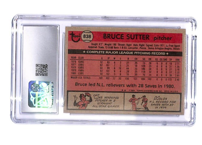 1981 Topps Traded - Bruce Sutter #838 CGC 9 (HOF) St. Louis Cardinals Pitcher
