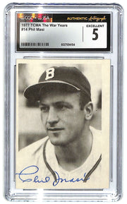 1977 TCMA Phil Masi - The War Years - #14 Auto CGC Excellent 5 - JSA Authentic
