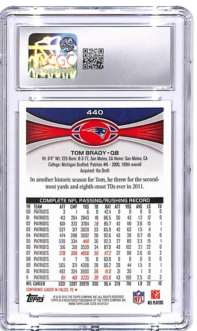 2012 Topps Tom Brady #440 CGC 9 Patriots