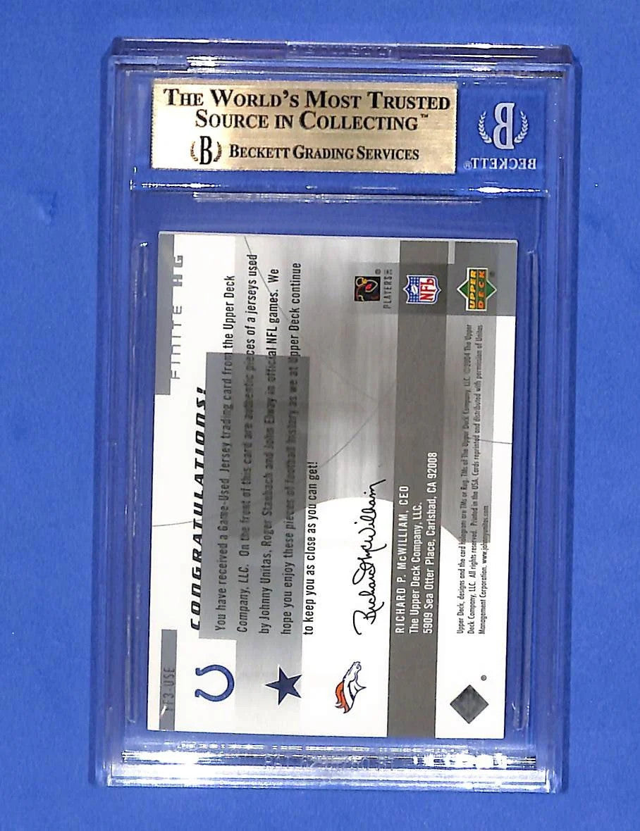 2004 U.D. Finite HG Fabrics Triples Unitas/Stauback/Elway #USE SP BGS 9.5
