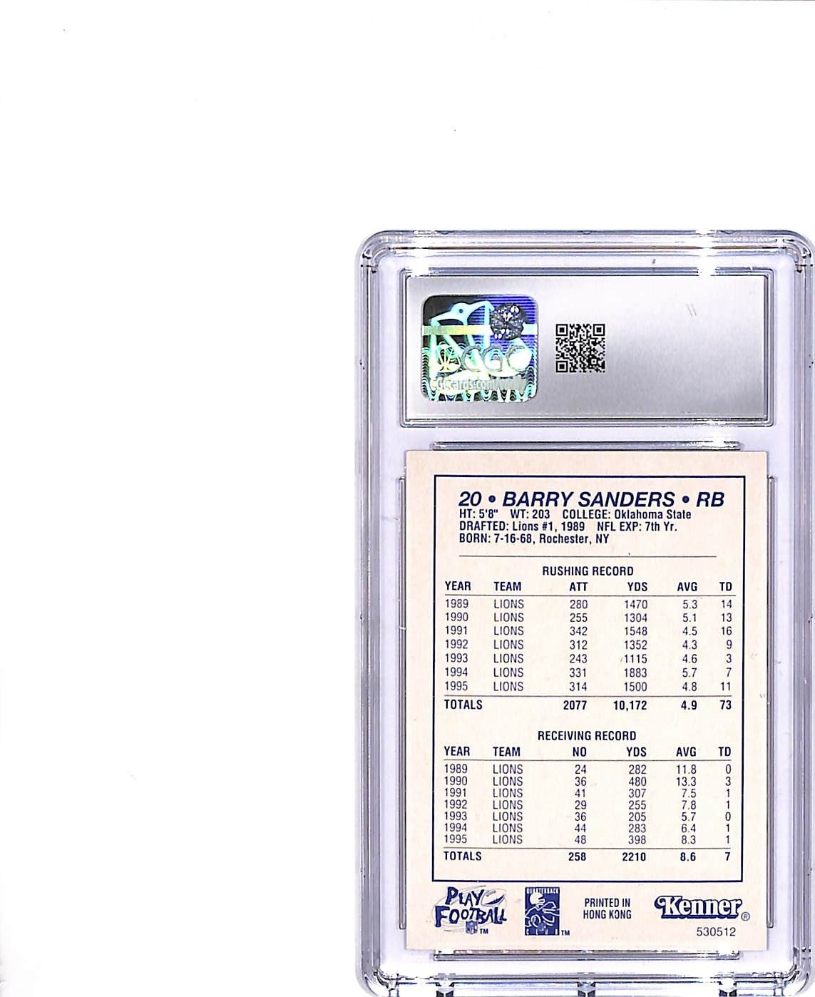 1996 Kenner Starting Lineup Barry Sanders CGC 9 Lions