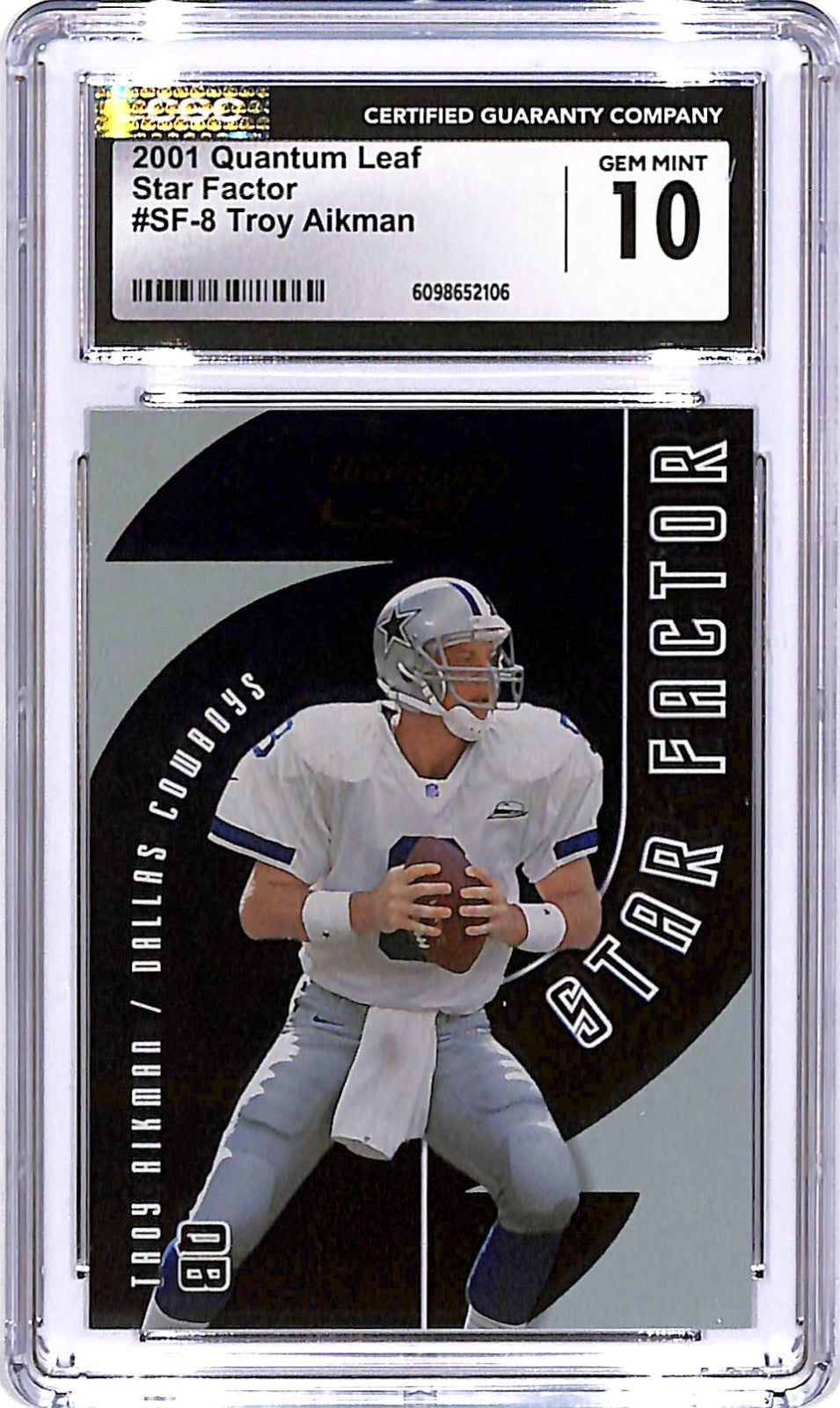2001 Quantum Leaf Troy Aikman Star Factor /2000 #8 CGC 10 Cowboys